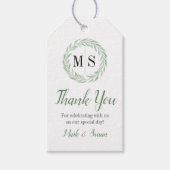 グリーンリースモノグラ結婚ムラベル ギフトタグ (正面)