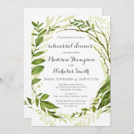 グリーンリースリハーサルディナー招待状素朴、 招待状