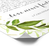 グリーンリース愛は決して失敗しない1コリントのサイン ポスター (角)