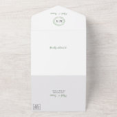 グリーンリース結婚モノグラムの全てを1回の投資で オールインワン招待状 (外側)