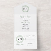 グリーンリース結婚モノグラムの全てを1回の投資で オールインワン招待状 (内側)