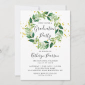 グリーンリース金ゴールドグリッター卒業パーティー 招待状 (正面)