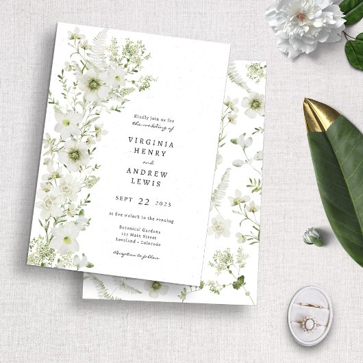 グリーンリース ルスティック ボーホー ウェディング インビテーション