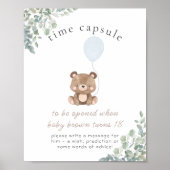 グリーンリーテディベアファースト誕生日タイムカプセル ポスター (正面)