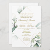 グリーンリーテーマ結婚式招待状 招待状 (正面/裏面)