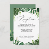 グリーンリートロピカルパーム離れズウェディングレセプション エンクロージャーカード (正面/裏面)