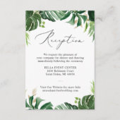 グリーンリートロピカルパーム離れズウェディングレセプション エンクロージャーカード (正面)