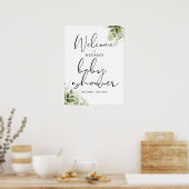 グリーンリーニュートラル赤ちゃんシャワー歓迎サイン ポスター (キッチン)