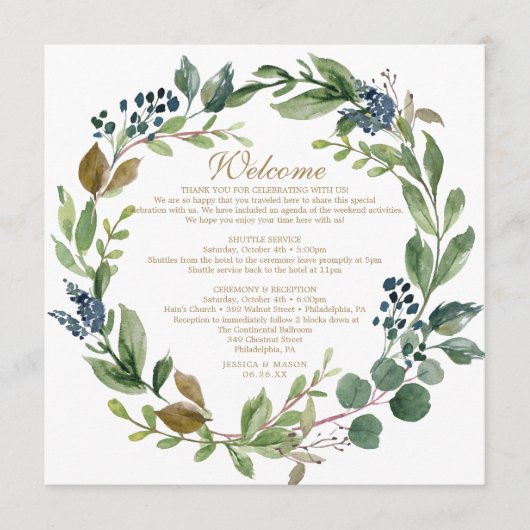 グリーンリーネイビー金ゴールドウェルカムレター プログラム (正面)