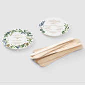 グリーンリーネイビー金ゴールドラウンド結婚式 プログラムファン ハンドファン (組立なし)