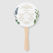 グリーンリーネイビー金ゴールドラウンド結婚式 プログラムファン ハンドファン (裏面)