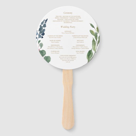 グリーンリーネイビー金ゴールドラウンド結婚式 プログラムファン ハンドファン (裏面)