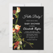 グリーンリーバーガンディバラブラックフローラベビーシャワー 招待状 (正面)