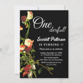 グリーンリーバーガンディバラブラックフローラ1st誕生日 招待状 (正面)