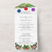 グリーンリーパインコーン冬の水の色結婚の設定 オールインワン招待状 (内側)