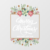 グリーンリーパインズポインセティアスメリークリスマス ウィンドウサイン (シート)