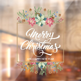 グリーンリーパインズポインセティアスメリークリスマス ウィンドウサイン