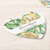 グリーンリーパーム葉金ゴールドトロピカル ペーパーコースター (アングル)