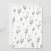 グリーンリーピンクウォーターカラーフローラブライダルシャワー 招待状 (裏面)