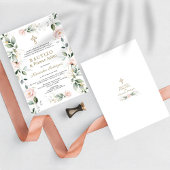 グリーンリーピンクスペインのフローラ1歳の誕生日バプテスマ 招待状