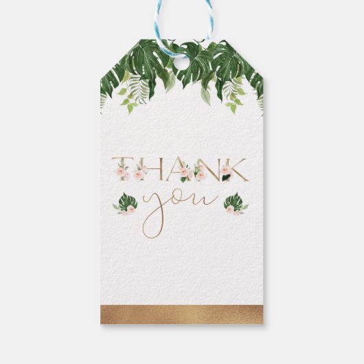 グリーンリーピンクフローラ赤ちゃんシャワーありがとう ギフトタグ (裏面)