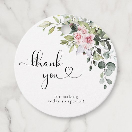 グリーンリーピンクローズベビーシャワーギフトラベル フェイバータグ (正面)