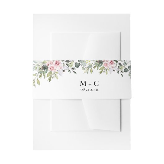 グリーンリーピンクローズ結婚式招待状ベリーバンド 招待状ベリーバンド (正面例)