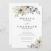 グリーンリーピンクローズ結婚式招待状 招待状 (正面/裏面)