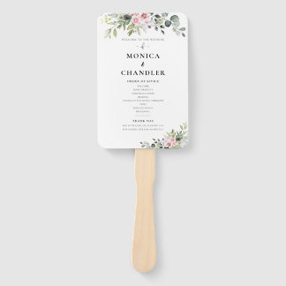 グリーンリーピンクローズ結婚式 プログラムハンドファン ハンドファン