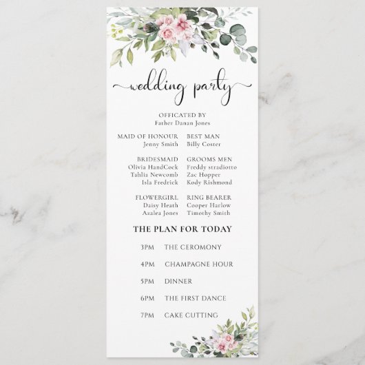 グリーンリーピンクローズ結婚式 プログラム (裏面)