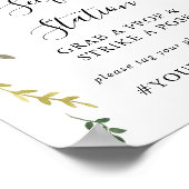 グリーンリーピンク赤面フローラセルフィーステーションサイン ポスター (角)