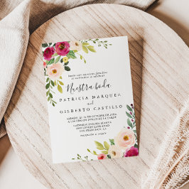 グリーンリーピンク赤面フローラヌエストラボダ結婚ズ 招待状