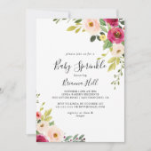 グリーンリーピンク赤面フローラベビー散布機 招待状 (正面)