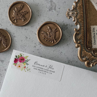 グリーンリーピンク赤面フローラ差出人住所ラベル ラベル