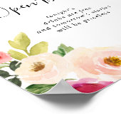 グリーンリーピンク赤面フローラ結婚のオープンバー標識 ポスター (角)