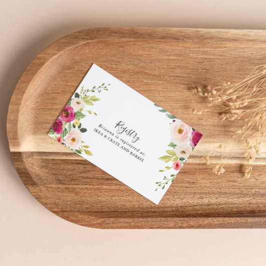 グリーンリーピンク赤面フローラ結婚のギフトレジストリ エンクロージャーカード