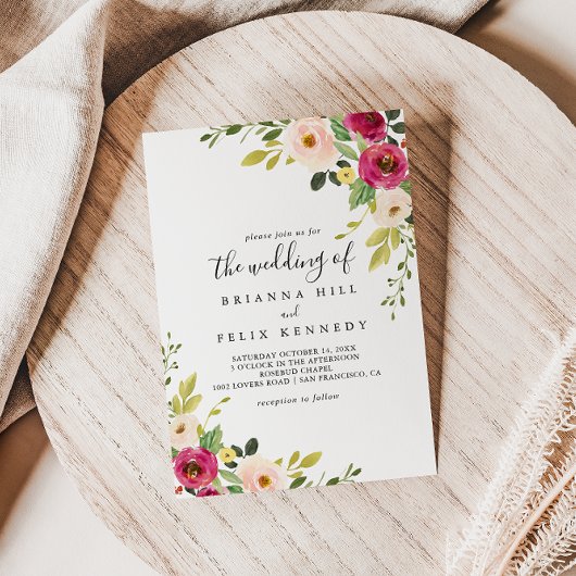 グリーンリーピンク赤面フローラ結婚The's Of 招待状