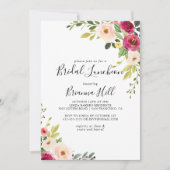 グリーンリーピンク赤面ブライダルルンチョンブライダルシャワー 招待状 (正面)
