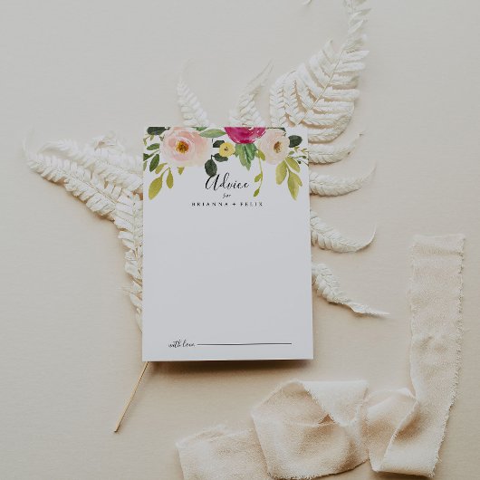 グリーンリーピンク赤面結婚フローラ アドバイスカード