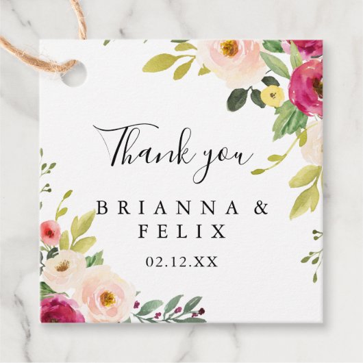 グリーンリーピンク赤面結婚フローラ フェイバータグ (正面)