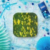 グリーンリーフとイエロードットデザイン7"正方形 ペーパープレート (パーティー)