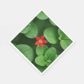 グリーンリーフとレッドフラワーデザイン スタンダードランチョンナプキン (角)