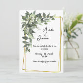 グリーンリーフのグリーン花のカード ウェディング招待状 招待状 (スタンド正面)