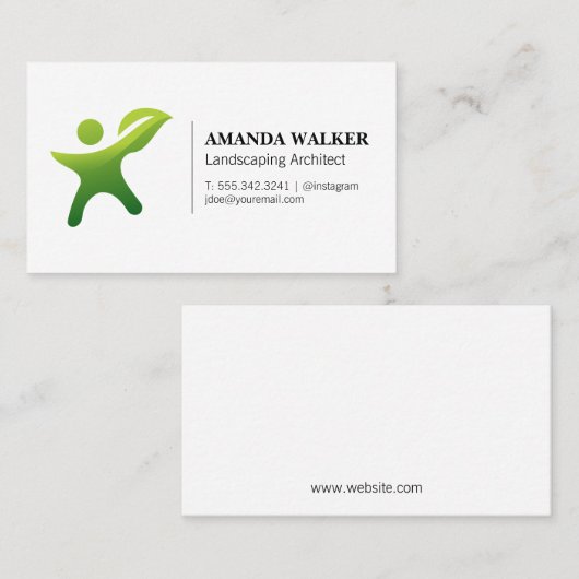 グリーンリーフの人物のロゴ |ガーデニング名刺 名刺 (正面/裏面)