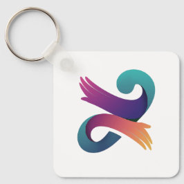 グリーンリーフの白い線とグラフィックデザイン キーホルダー