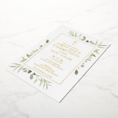 グリーンリーファースト聖餐式金ゴールド 箔招待状 (回転した状態)