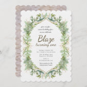 グリーンリーファースト誕生日招待状 招待状 (正面/裏面)