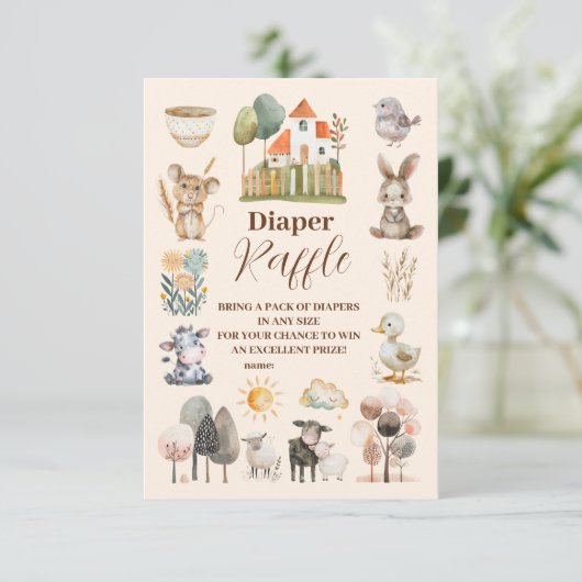 グリーンリーファームアニマルズ納屋周囲の庭ラッフルおむつ エンクロージャーカード (スタンド正面)