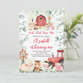 グリーンリーファームアニマルズ納屋周囲の庭レッドボーイ誕生日 招待状 (スタンド正面)