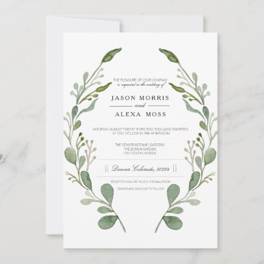 グリーンリーファームハ結婚ウス |エレガントな結婚式 招待状 (正面)